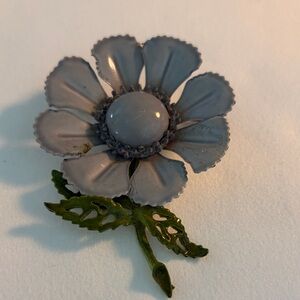 Vintage Flower Brooch with Gray Petals